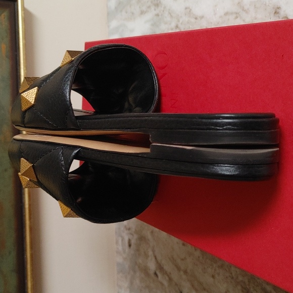 VALENTINO Black Slides Size 40.5 - Picture 7 of 12